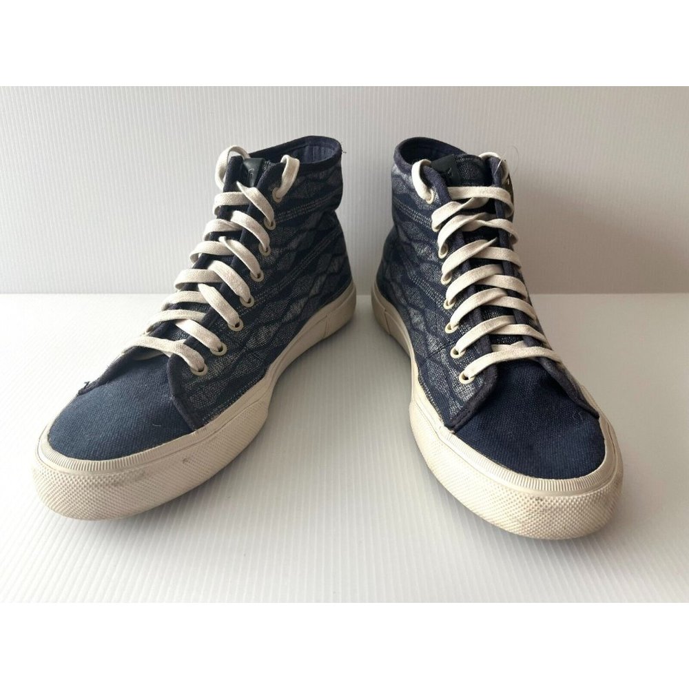 FRYE Blue Canvas High Top Sneakers w/ Geometric Print, Size 11 - Picture 2 of 12